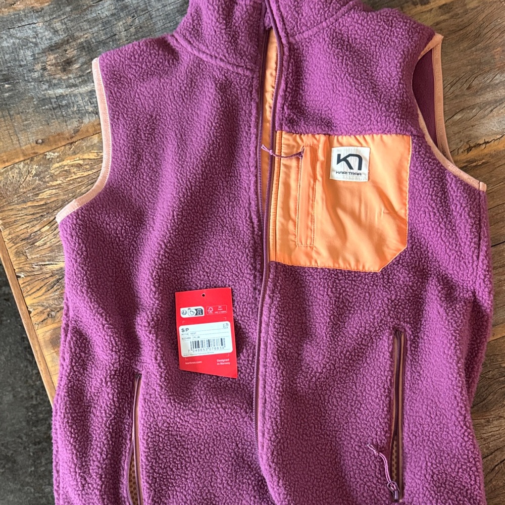 Kari Traa Purple Fleece Vest with Orange Pocket Accent